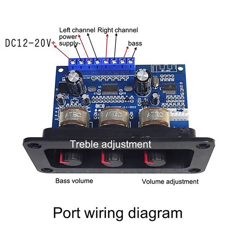2X25W + 50W 2.1 kanałowy Bluetooth 5.0 Subwoofer klasy D płyta wzmacniacza Audio zestaw z DC kobieta + kabel USB + pilot