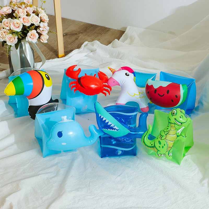 Baby Pool Buoys Swimming Ring Pool Armbands Inflatable Swimming Circle Pool Float Swim Training Flamingo Dinosaur Pool Party Toy