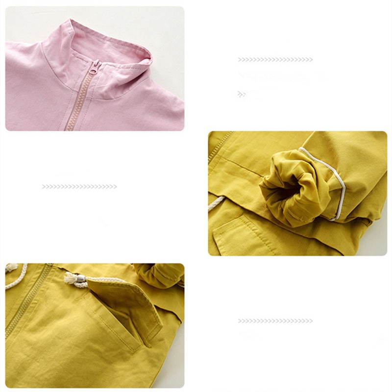 Spring Jackets for Girls Kids Girl Long Jacket Coat Cardigan Zipper Windbreaker 2-7Yrs Children Clothes Girl Trench Coat