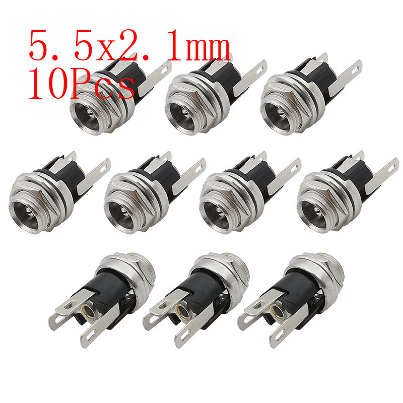 10 pièces 12V 5.5x2.1mm fiches Jack connecteurs cc 5.5*2.1mm alimentation cc mâle femelle prise écrou montage sur panneau connecteur adaptateur d'alimentation cc: Lavande