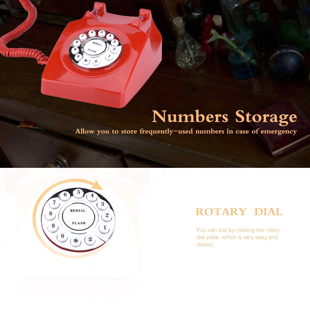 Retro Dial Phone Vintage Antique Telephone Numbers Storage Clear Sound Retro Telephone for Home Office Business telefono