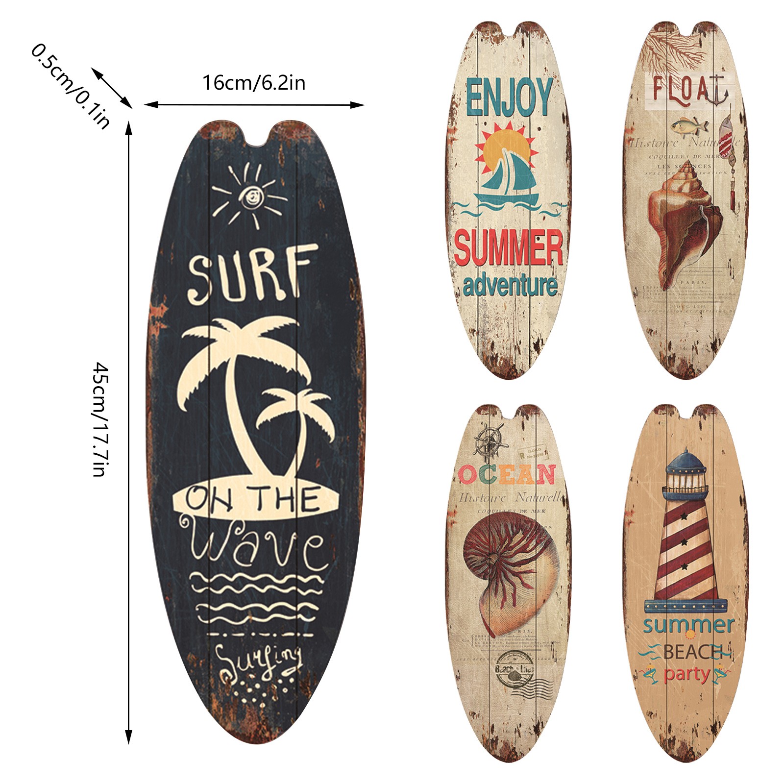 Strand havstema surfbräda trä fritid hem fest festival hängande dekoration bar hem vägg retro inredning trätryck skylt