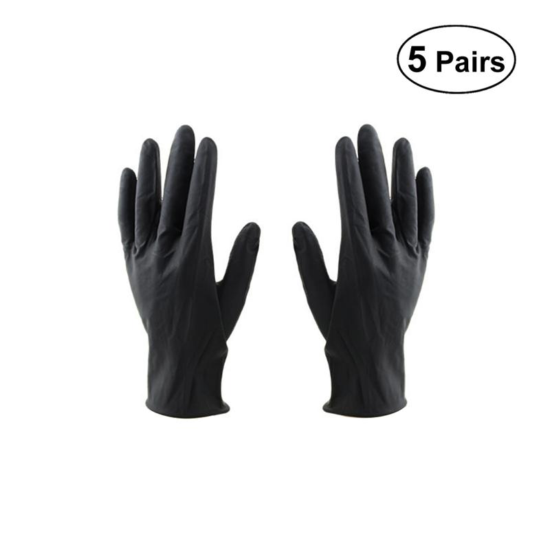 Gants de laboratoire réutilisables en Latex, 10 pièces, pour Salon de coiffure, pour coloration des cheveux, taille moyenne (noire)