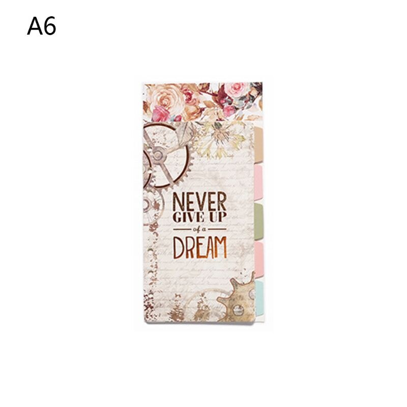 1Set A5 A6 Loose Leaf Notebook Divider 6 Hole Index Separator Diary Paper Planner Binders Students Staionery Supplies: A6-B
