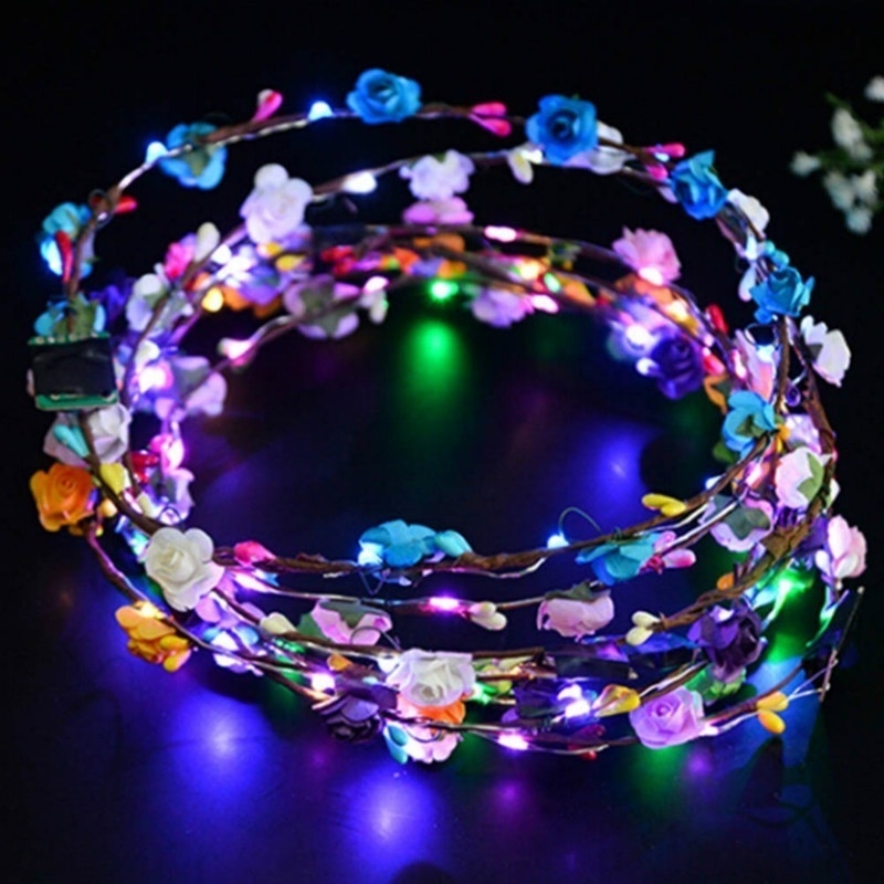 Guirnalda de pelo LED para de boda para mujer, corona, diadema Floral, diadema