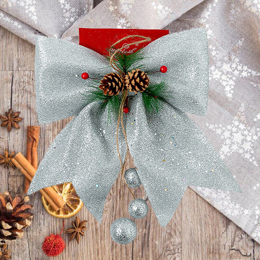 Christmas Bow Decorations Red Large Wreath Xmas Tree Embellishment Bow Tie for Wedding Festival Year Party