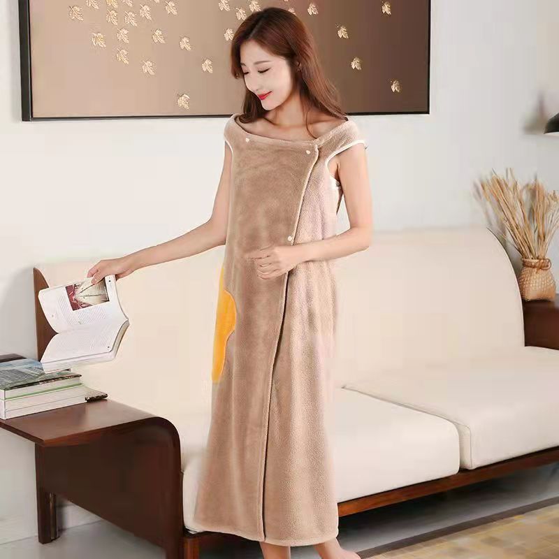 Albornoz de Microfibra Suave para Mujer, Toalla, para la Ducha, Baño, para el Hogar, para Sauna: Khaki
