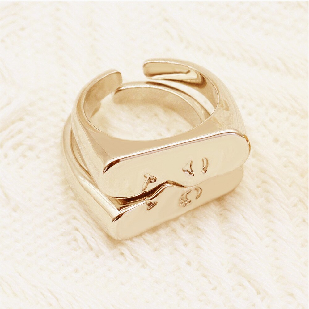 Anillos de boda de compromiso para mujer, joyería de apertura de Metal Emo con cara romántica Punk, de 2022 Ins,