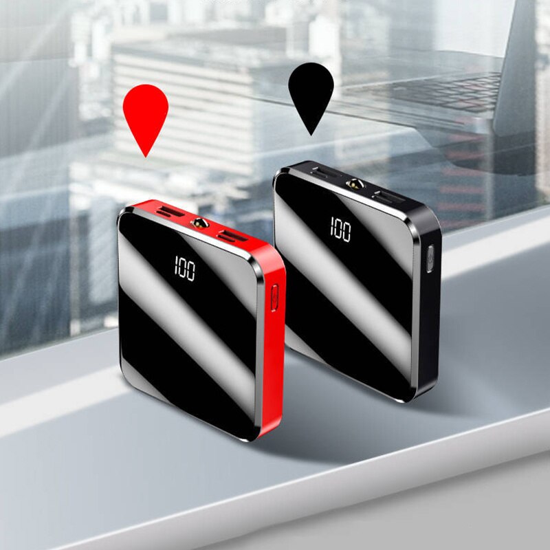 Mini banco de energía de 30000mAh, de gran capacidad de tamaño pequeño cargador portátil, 2 pantallas de espejo USB, batería externa para teléfono inteligente