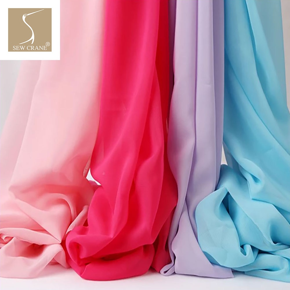 150cm bredt tøj tøj chiffon solidt almindeligt stof ren sommer kjole syemateriale mange farver pr. meter