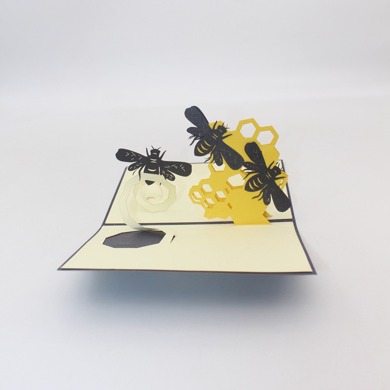 3D Handgemachte Comic Verschachtelung Bienen Papier Einladung Grußkarten mit Umschlag freundlicher Schild freundlicher Geburtstag Party Kreative