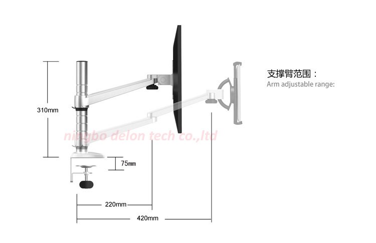 OA-8 Height Adjustable Double Arm 27 inch Monitor Holder+ Double Arm Tablet PC Stands 360 Degree Rotatable computer desks