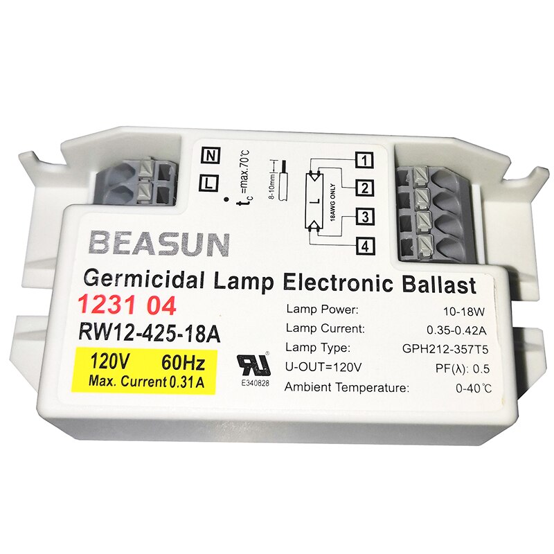 RW12-425-18 RW12-425-18A BEASUN 120V 230V 14-17W Germicidal UV Lamp Electronic Ballasts for Lamp GPH287-357T5 TUV16W