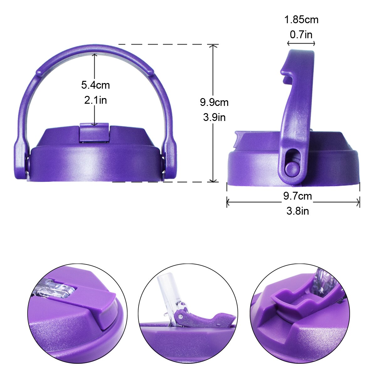 Quifit Lid With Straw For 2L 3.8L 2.5L 3.78L 73oz 128oz Wide Mouth Gallon Water Bottle Cover