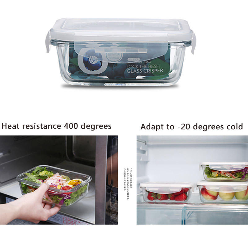 550ml/830ml/1700ml glass måltid prep beholdere matboks matte fersk oppbevaringsboks kjøkken lekkasjerbare beholdere holder mikro
