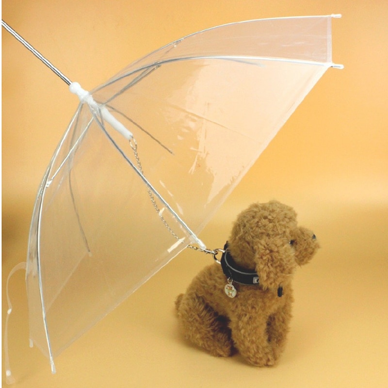 Parapluie pour animaux de compagnie Transparent Portable intégré laisse chiot parapluie chat imperméable petit chien chat vêtements de pluie avec des fils de chien garde