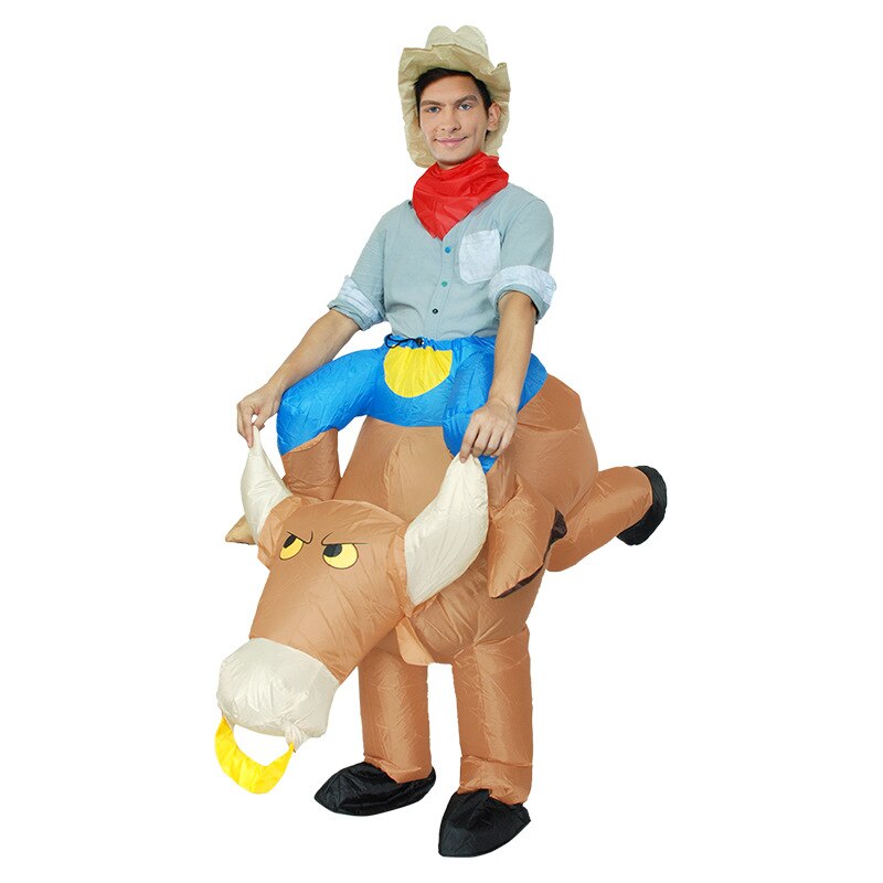 Disfraces inflables de animales para niños y adultos, disfraz de toro de dibujos animados, de vaquero, divertido Carnaval, juguete de ropa inflable