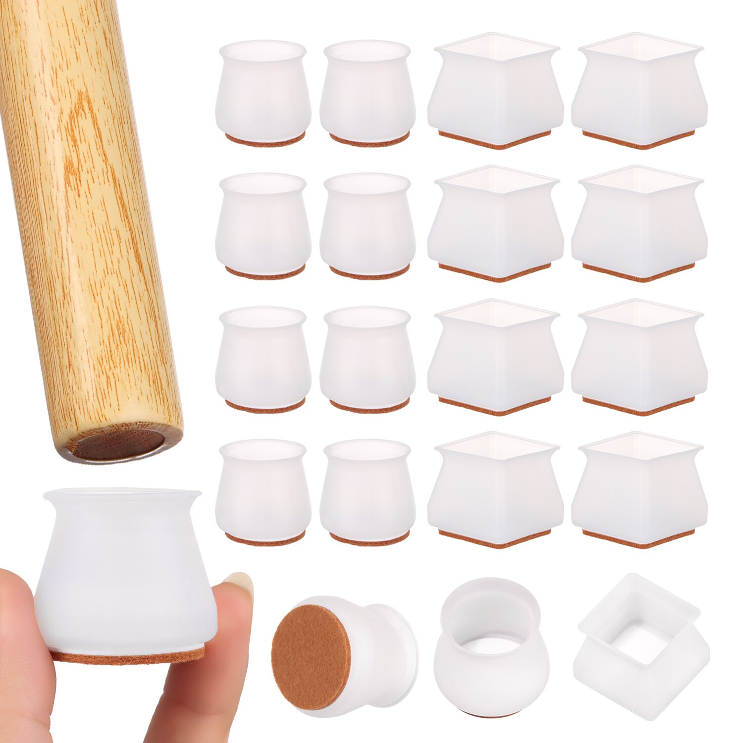 16Pcs Meubels Stoelpoot Caps Met Vilt Rubber Voeten Protector Tafel Voeten Cover Floor Protector Antislip Bureau stoel Pad Mat Caps