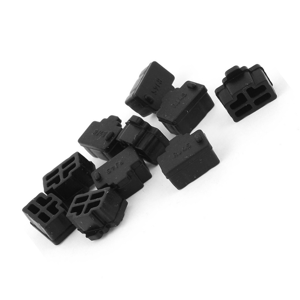 Ethernet Hub Poort RJ45 Anti Stof Cover Cap Protector Door FENGQLONG 50 Stks Zwart