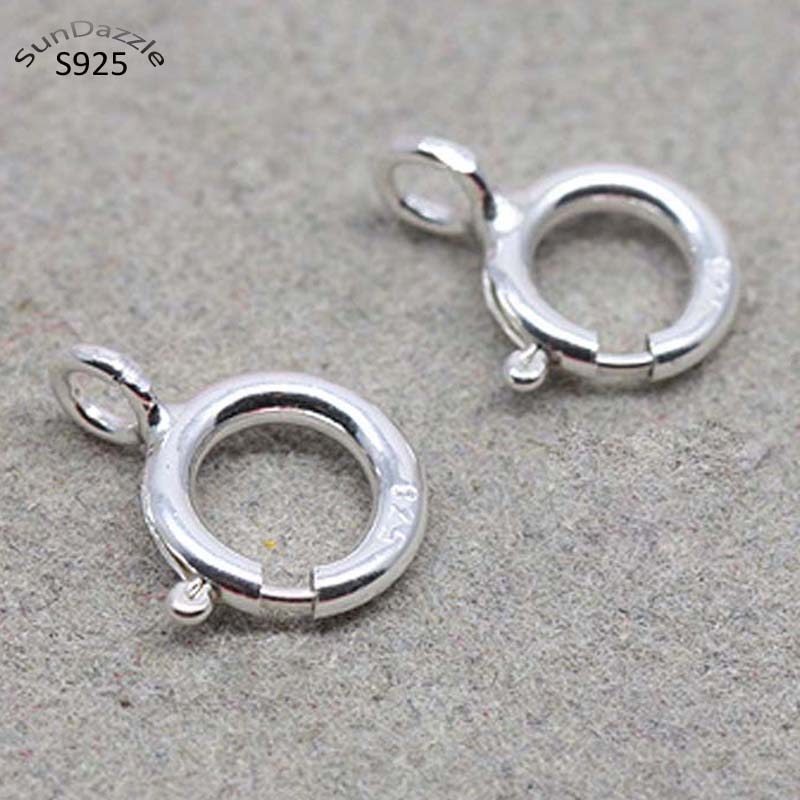 2 Stuks 5-10 Mm Echte Pure Solid 925 Sterling Silver Spring Ring Sluiting Met Open Jump Ring Verbinding gesp Sieraden Maken Bevindingen