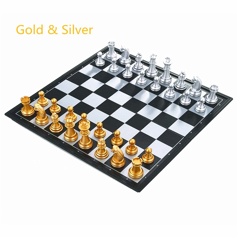 Middeleeuwse Schaakspel Met Schaakbord 32 Goud Zilver Schaakstukken Magnetische Board Sport Games Kinderen