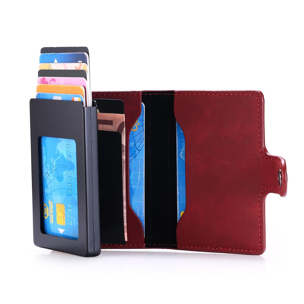 RFID anti-vol brosse métal crédit moraillon portefeuille porte-cartes hommes femmes en alliage d'aluminium porte-cartes pour: red