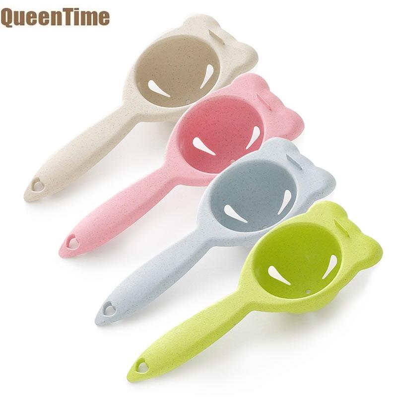 QueenTime separador de yema y clara de huevo Filtro de huevos de paja de trigo huevo de dibujos animados Extractor blanco accesorios de cocina bonitos Gadgets de cocina