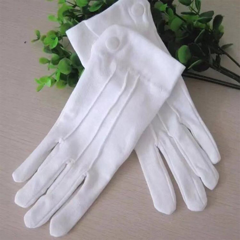 Men Cotton White Tuxedo Gloves Formal Uniform Guard Band Butler Unisex Gloves Parade Dress Uniform Guard Gloves