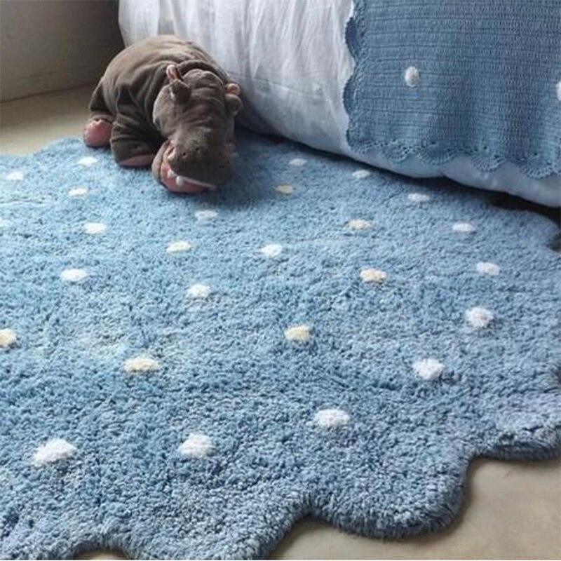 Round Polka Dot Cloud Kids Area Rug - Baby Infants... – Grandado
