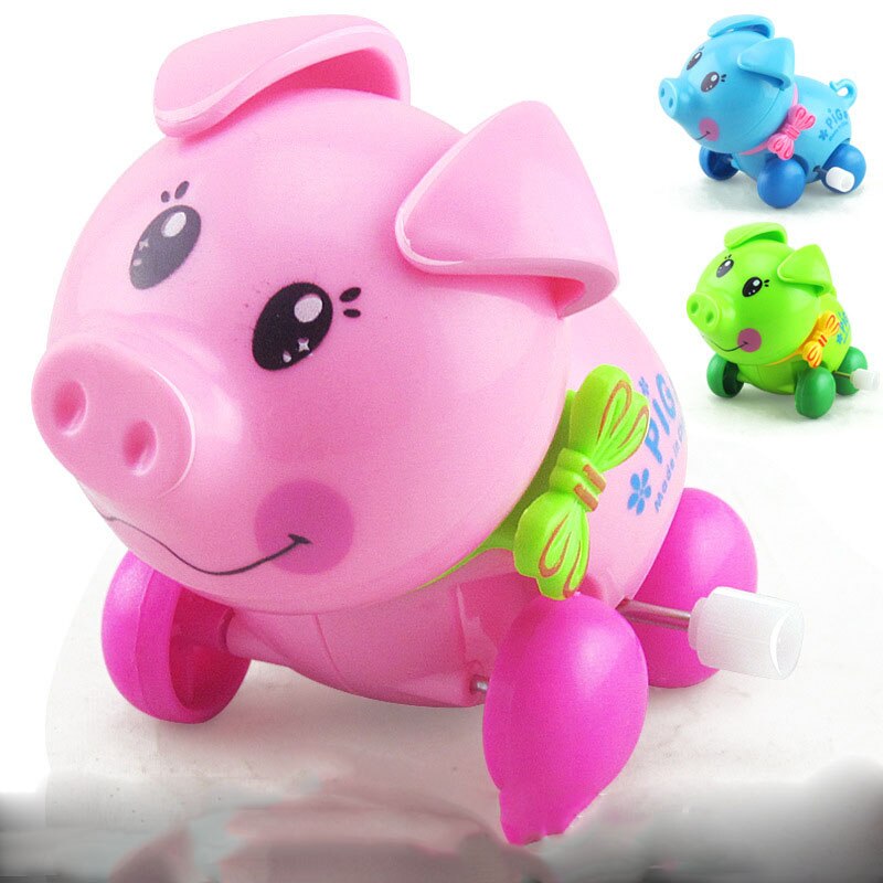 2022 New 1pcs Creative Children Clockwork Toy Novelty Cartoon Winding Winding Small Toy Winding Mini Gift: piggy