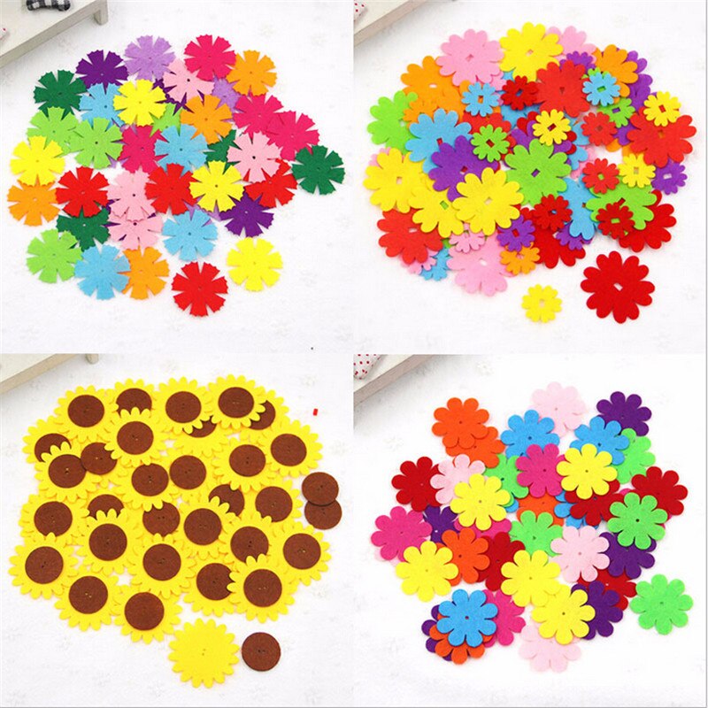 Felt DIY Crafts For Kids Felt Petal Flower Slice Appliques Scrapbooking Home Decor Sewing Accessories Children DIY Package