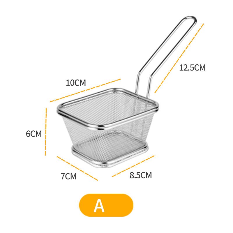 Mini cesta de acero inoxidable para freír pollo frito, cesta de acero inoxidable para patatas fritas, red para aperitivos, herramientas de cocina: A