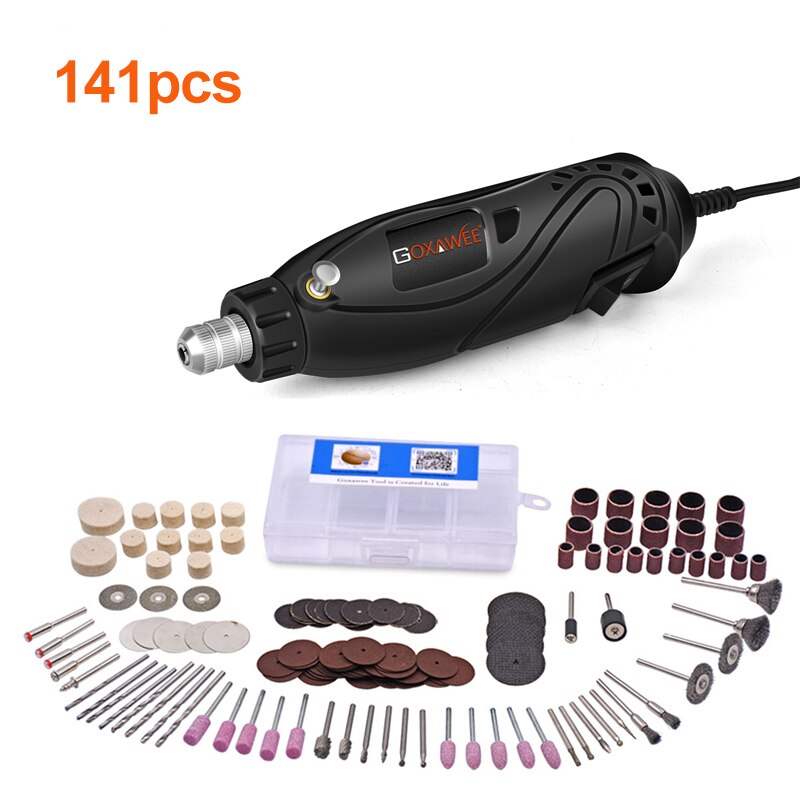 GOXAWEE-taladro eléctrico de 12V, herramientas rotativas, Mini taladro, bolígrafo grabador eléctrico, herramientas eléctricas con Dremel, accesorios de molienda: 4098-141 / EU