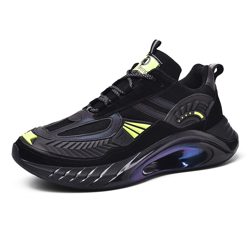 Zapatos de correr acolchados para hombre, zapatillas de entrenamiento de atletismo, transpirables, para caminar en el gimnasio, Primavera: Black / 40