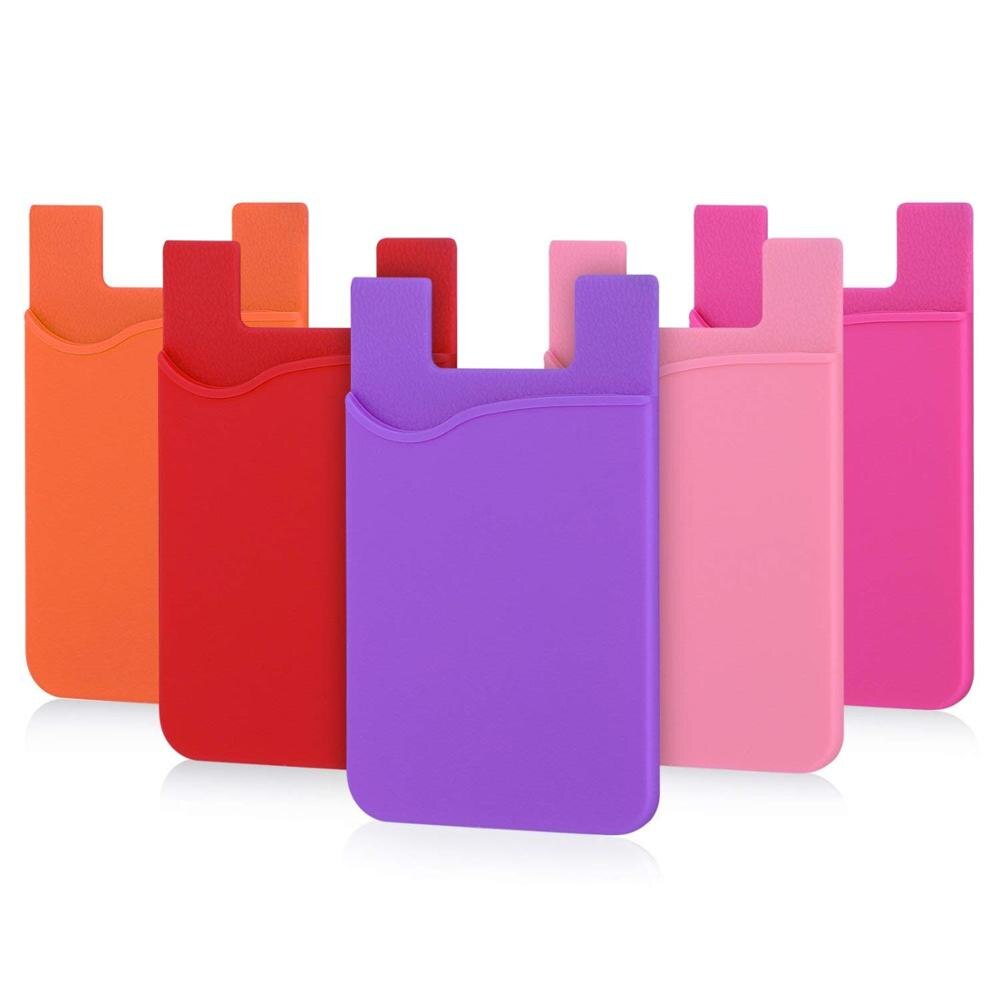 3Pcs Adhesive Card Sleeves Silicone Adhesive Cellphone Stick-on Wallet With Stand iPhone Android&Smartphones Credit Card Holder