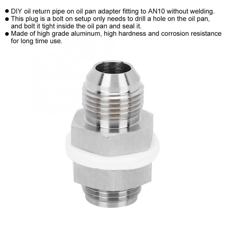 Oil Pan Gaskets Duokon Oil Pan Return Adapter ,Turbo Steel Oil Pan Adapter Return Drain Plug Fitting Fits for AN10 Weldab oil