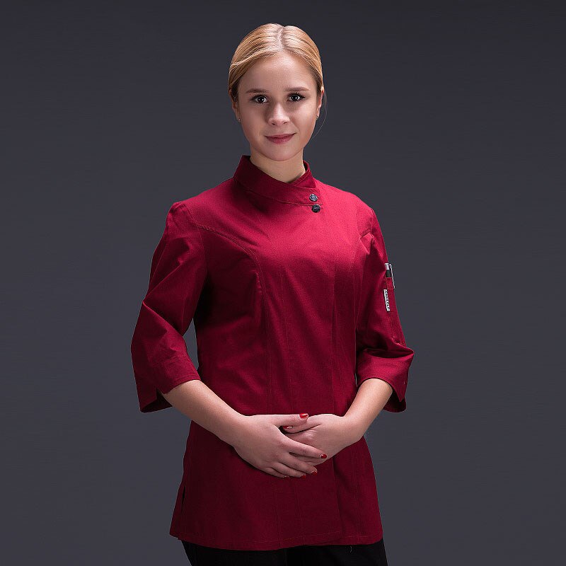 Mad kok køkken jakke hvid hotel uniform sommer restaurant tjener arbejdstøj tøj dame & #39 ;s køkken jakke