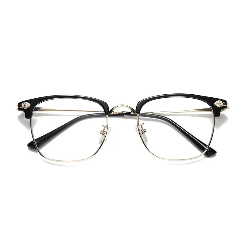 Gafas clásicas semi sin montura con bloqueo de luz azul para hombre, lentes de negocios con filtro de rayos cuadrados, monturas para ordenador, gafas para mujer
