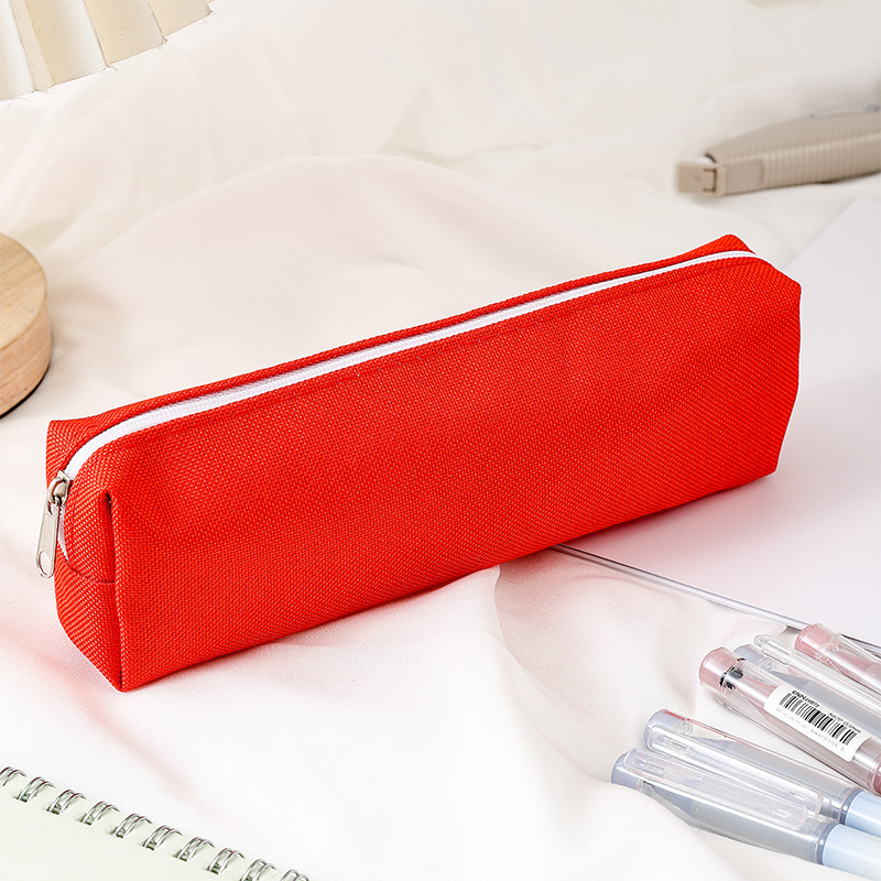 Simple Pencil Case School Supplies Pencil Cases Estuche Escolar Solid Color School Stationery Kalemlik Trousse Pencil Pouch: Red
