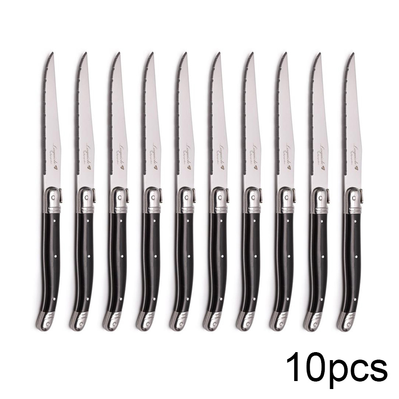 9 &#39;&#39;Laguiole Rvs Steak Messen Diner Mes Zwarte Bestek Tafel Mes Servies Sets Restaurant Home Bar Flatwatware: 10 pcs knives