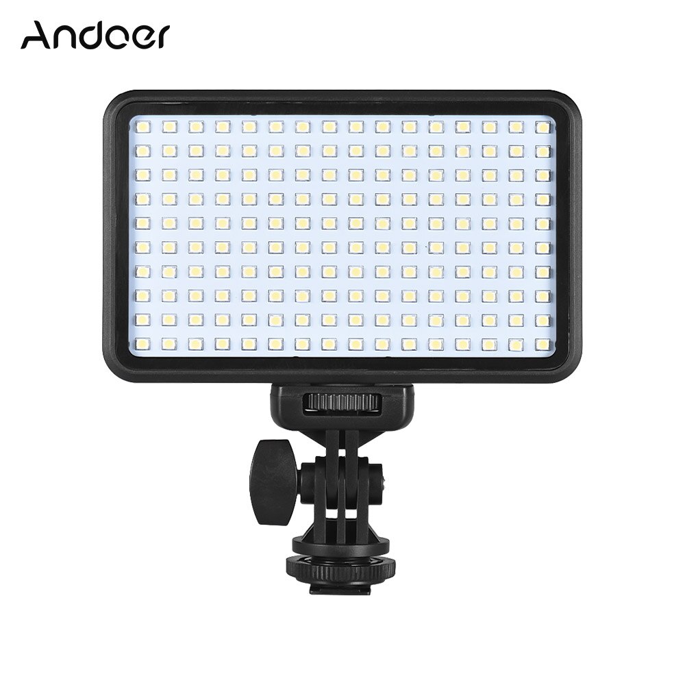 Andoer LED Video Licht Dimbare Vullen Licht Continu Licht Panel met Camera Mount voor Kleine Product Portret Fotografie
