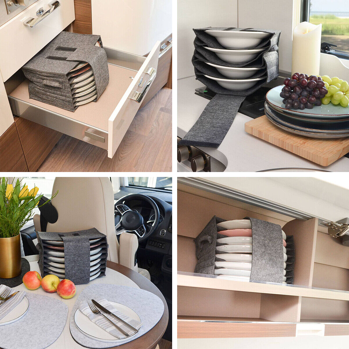 Accesorios para caravana RV, soporte para platos, bolsa de almacenamiento de vajilla, Camper, barco, armario, servicios para acampar, contenedores para autocaravana