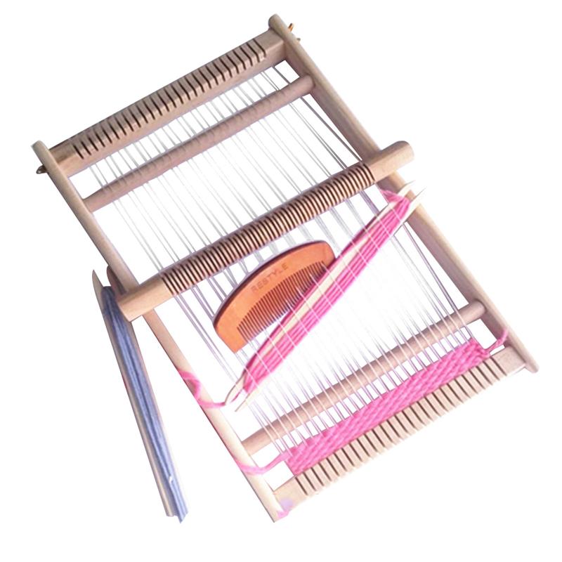 Hout Diy Hand Breien Houten Weefgetouw Speelgoed Kinderen Weven Machine Intellectuele Ontwikkeling Weefgetouw Speelgoed (Willekeurige Kleur Van Wol): Default Title
