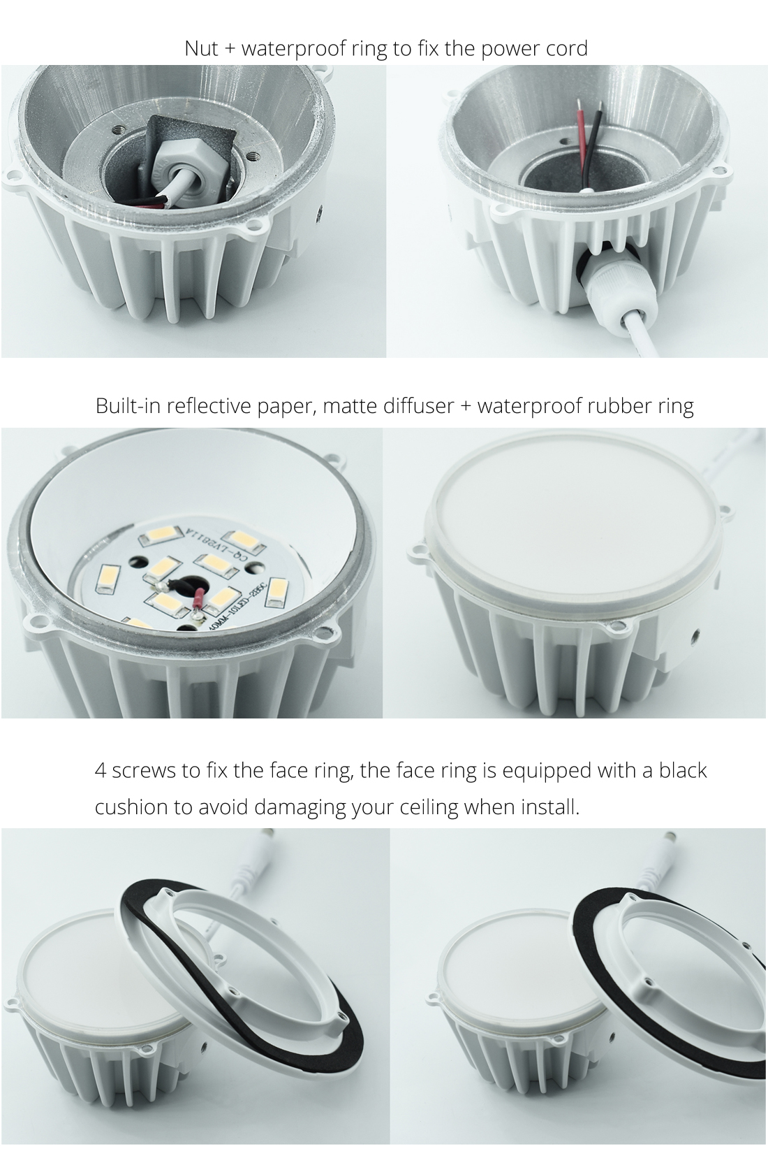 Dimmable Waterproof IP65 Die-Cast LED Downlight 7W 9W 12W 15W indoor Lamp Recessed Spot Light For Bathroom