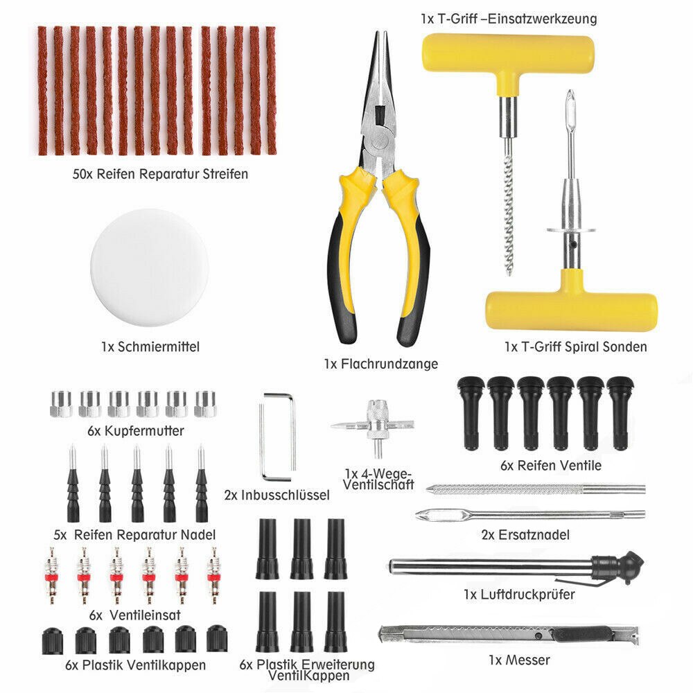 Universal 100pcs Car Tire Repair Tool Set Kit Car Van Tire Repair Tools Emergency Heavy Duty Tubeless Puncture Repair Kit Plug