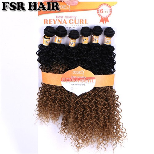Reyna curly ombre hiusnippu mutkaiset kiharat hiukset kudos 16-20 tuumaa 6 kpl yksi setti afrokiharat synteettiset hiuspidennykset: T1-27