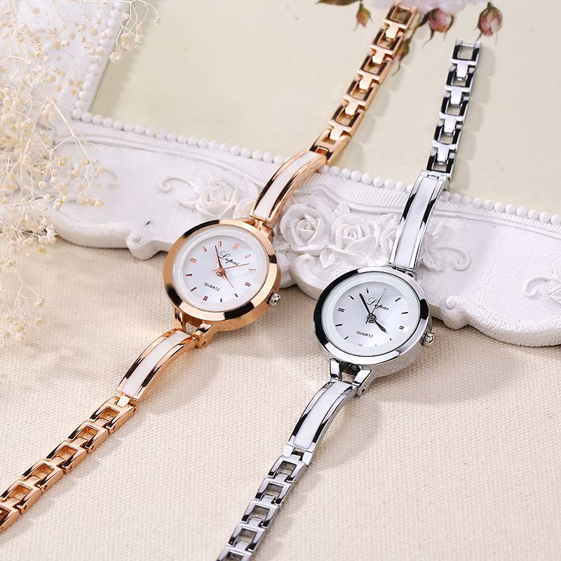 Reloj sencillo para mujer en 2 colores, reloj de pulsera delgado de , reloj de pulsera informal para mujer, reloj pequeño de cuarzo redondo LL @ 17