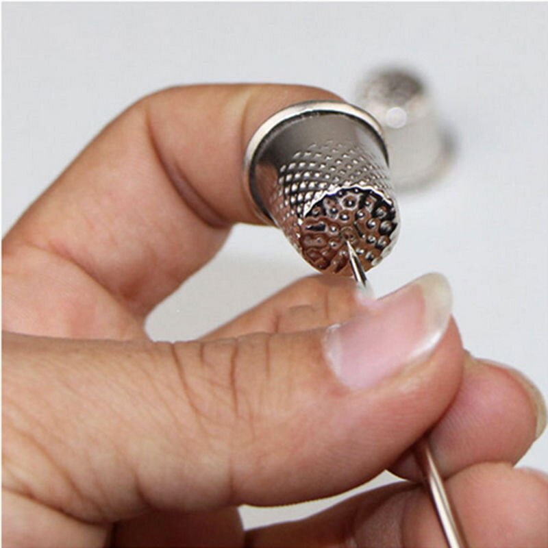 Mmgoqqt Set van 4 Metalen Vingerhoedjes - Zilver - Vingerbeschermers voor het naaien