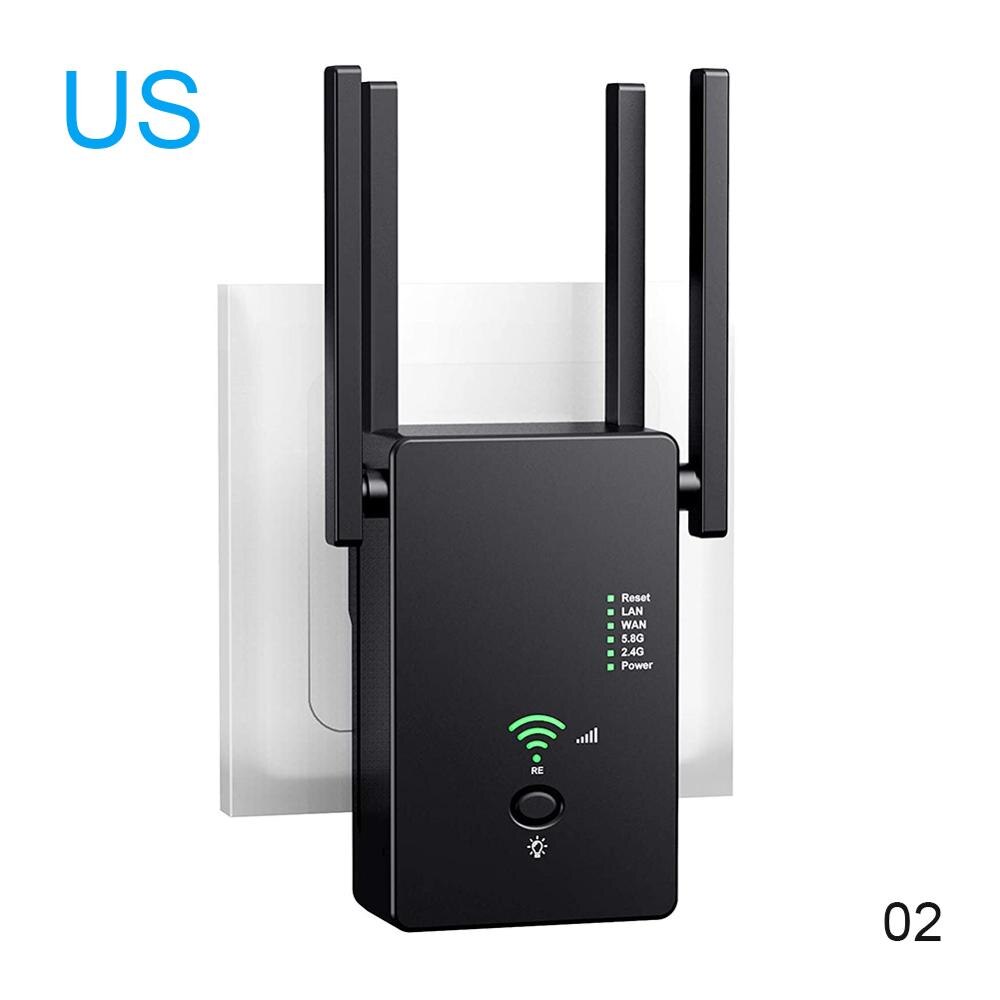 1200Mbps 5Ghz WiFi Repeater Wireless Wifi Extender 802.11N Long Range Wi-Fi Amplifier Wi fi Signal Booster 2.4G Wifi Repeater: Black US