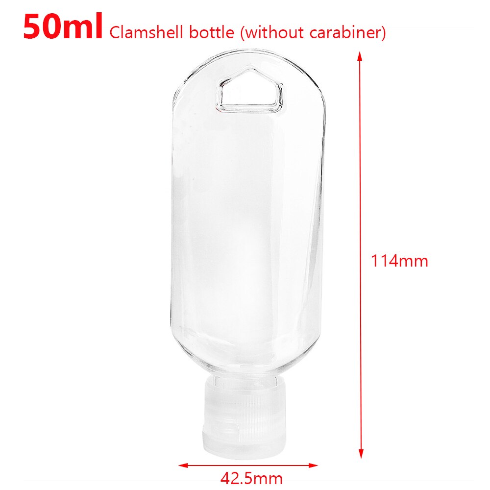 1/5 stk desinfektion alkohol sprayflaske gennemsigtig håndsprit flaske tom flaske lotion bærbar krog nøglering underflaske: B 50ml 5 stk